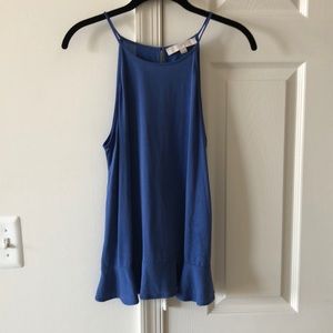 Loft tank with ruffled hem